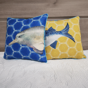 Kit 2 almofadas Mar de Brincar - PEIXE+GOLFINHO